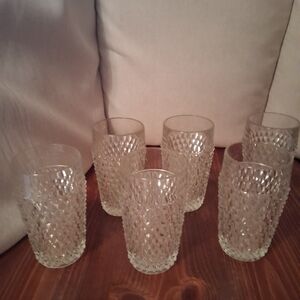 INDIANA DIAMOND POINT GLASS ICE TEA 6 GLASSES